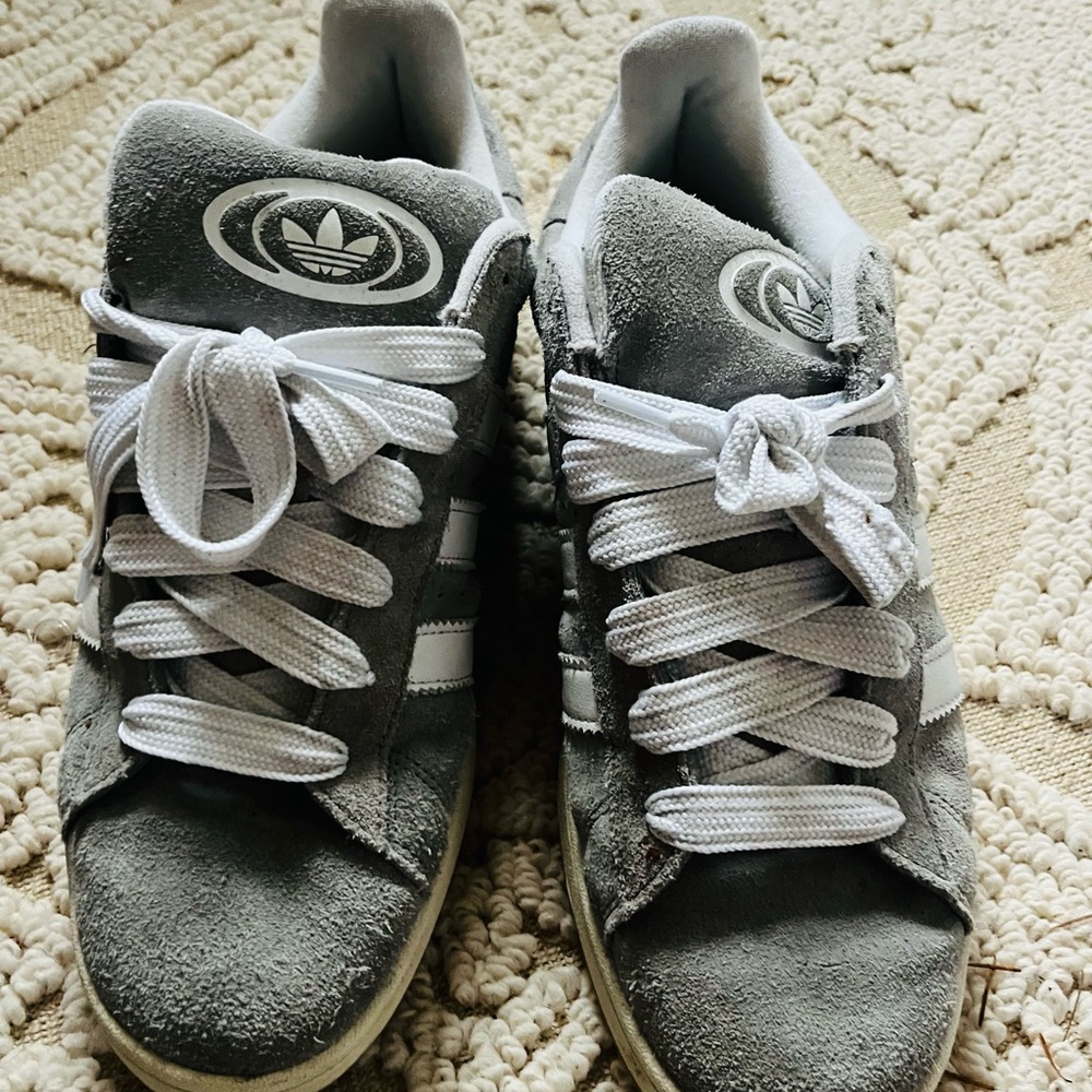 Adidas Gray and White Suede Sneakers
